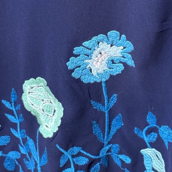 Loft Outlet Dress 16 Blue Floral Embroidered Multicolored Sleeveless Office Wear - Picture 6 of 7